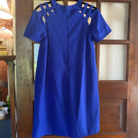 Lulus Shoulder Shrug Cobalt Blue Shift Dress - Picture 4 of 9